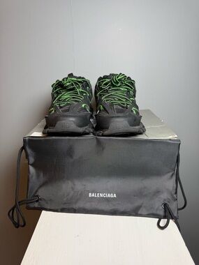 Balenciaga Black Sneakers with Neon Green Detailing